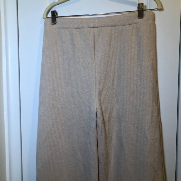 Zara Wide Leg Knit Draw String Elastic Pants Tan Size L NWT - Picture 6 of 9